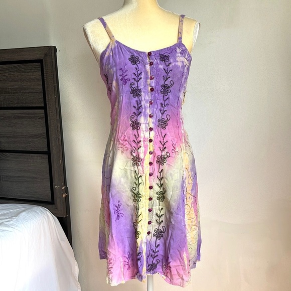 henna Dresses & Skirts - Henna tie dye Spaghetti Strap Embroidered Dress-OS